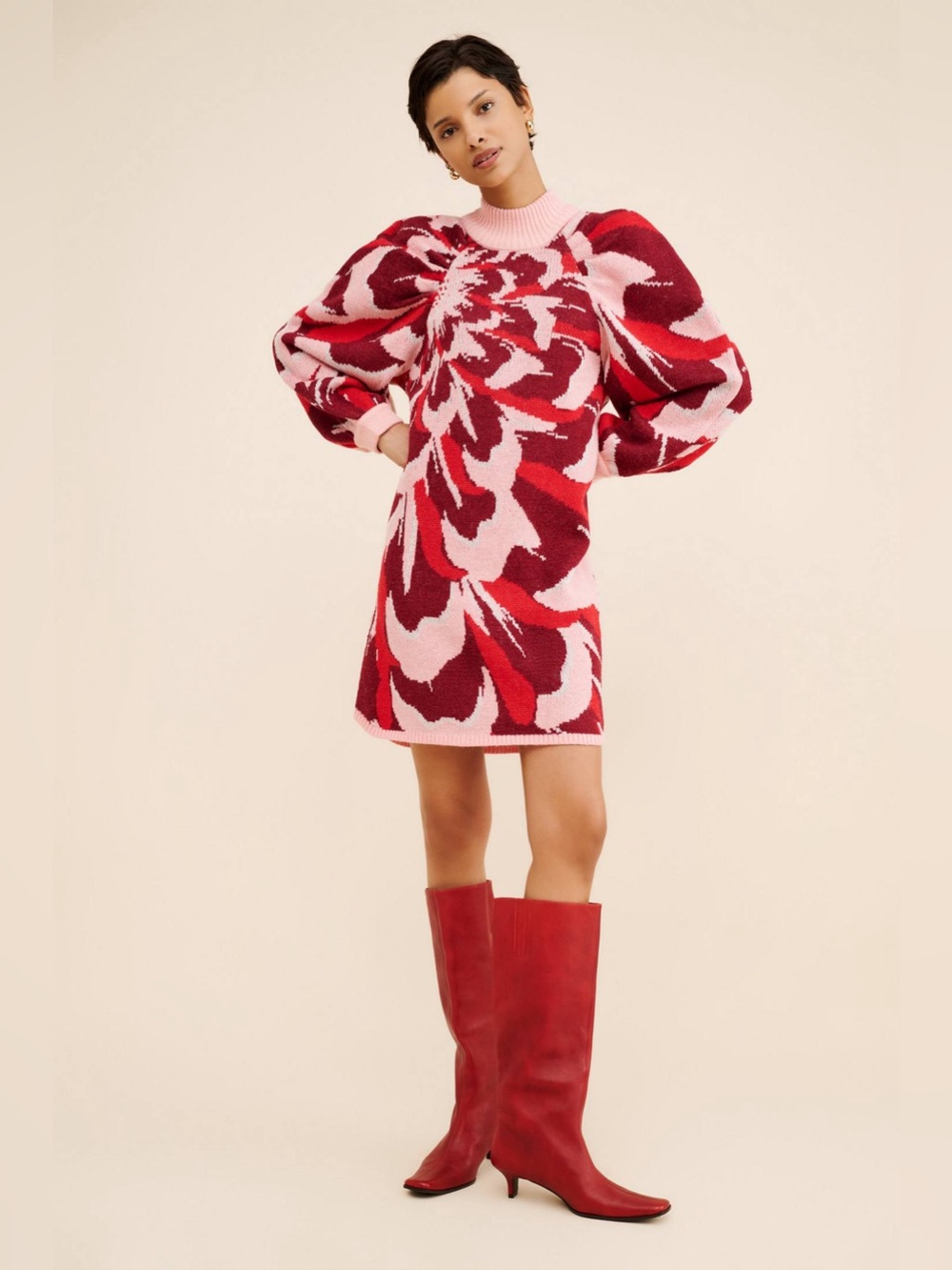 Farm Rio Flower Knit Mini Dress - Size S